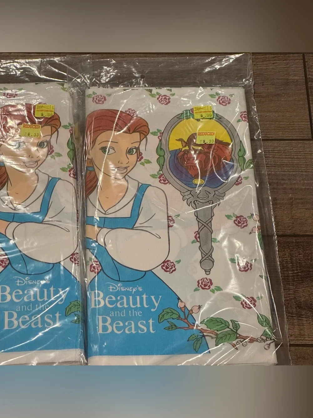 Vintage 90s Beauty & the Beast party paper table cover tablecloth Made USA Lot 2